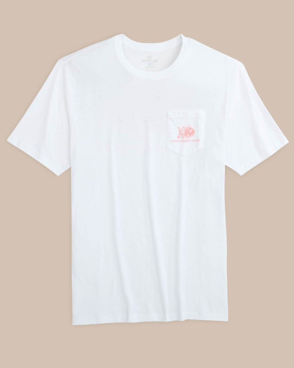 The front view of the Southern Tide Plumeria Short Sleeve T-Shirt by Southern Tide - Classic White