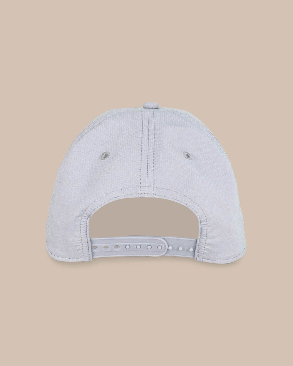 The back view of the Southern Tide Rubber Skipjack Performance Hat by Southern Tide - Steel Grey