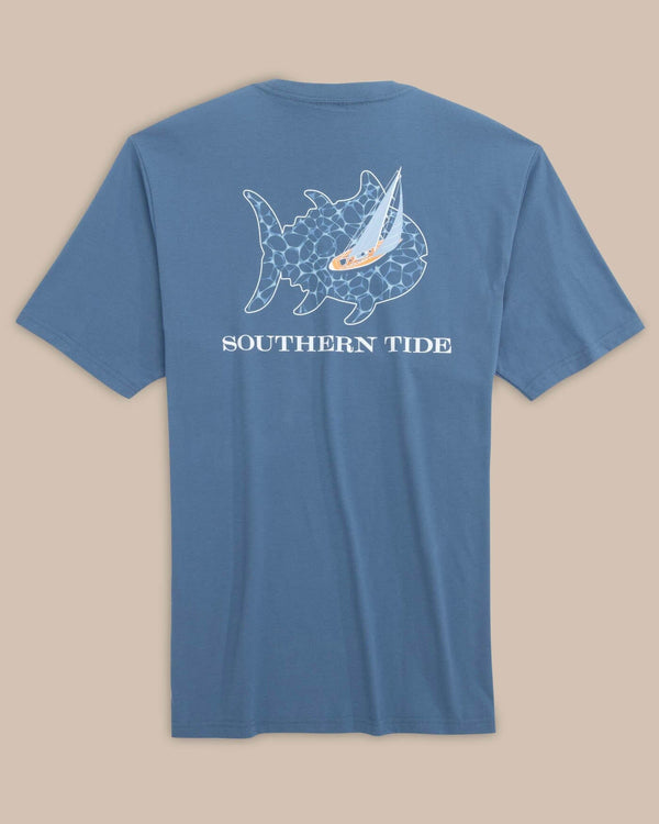 The back view of the Southern Tide Sailing with Skipjacks Short Sleeve T-Shirt by Southern Tide - Coronet Blue