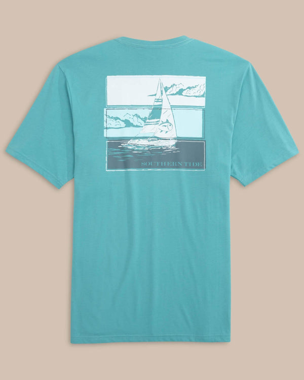 The back view of the Southern Tide Set Sail Tri Short Sleeve T-shirt by Southern Tide - Ocean Aqua