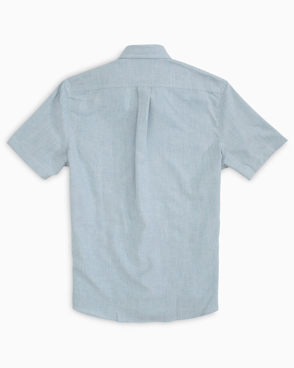 The back view of the Virginia Tech Hokies Short Sleeve Button Down Dock Shirt by Southern Tide - Seagull Grey