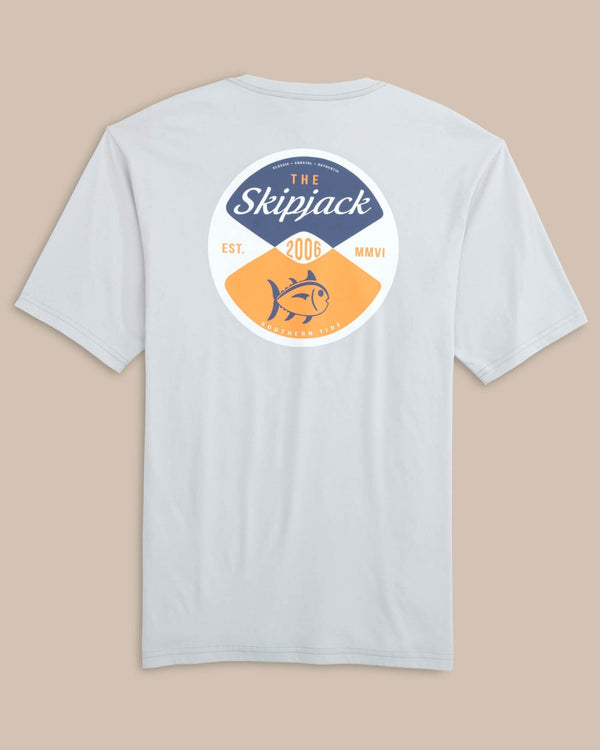 The back view of the Southern Tide Sj Reel Deal Short Sleeve T-Shirt by Southern Tide - Platinum Grey