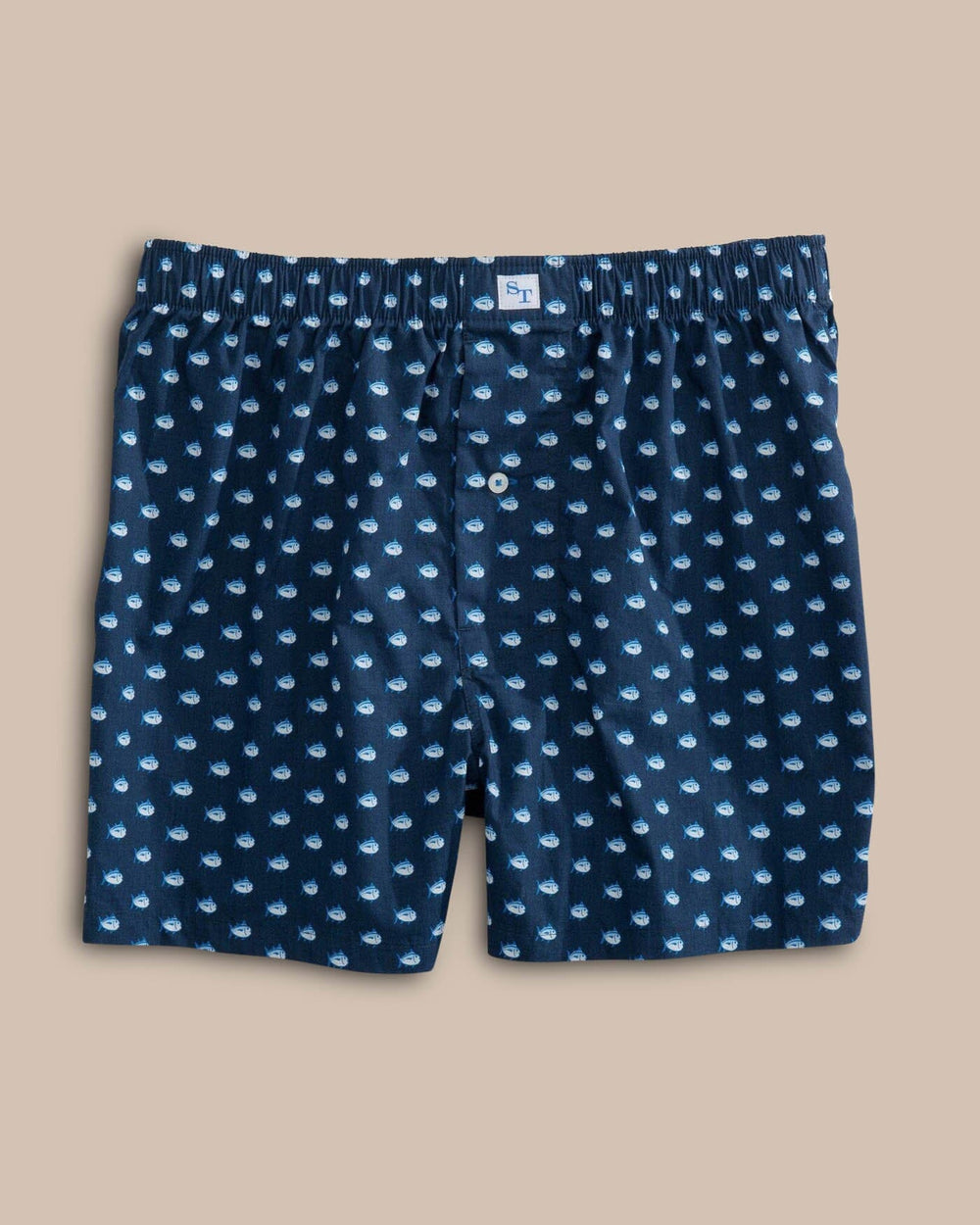 The front view of the Men's Navy Skipjack Boxer Shorts by Southern Tide - True Navy