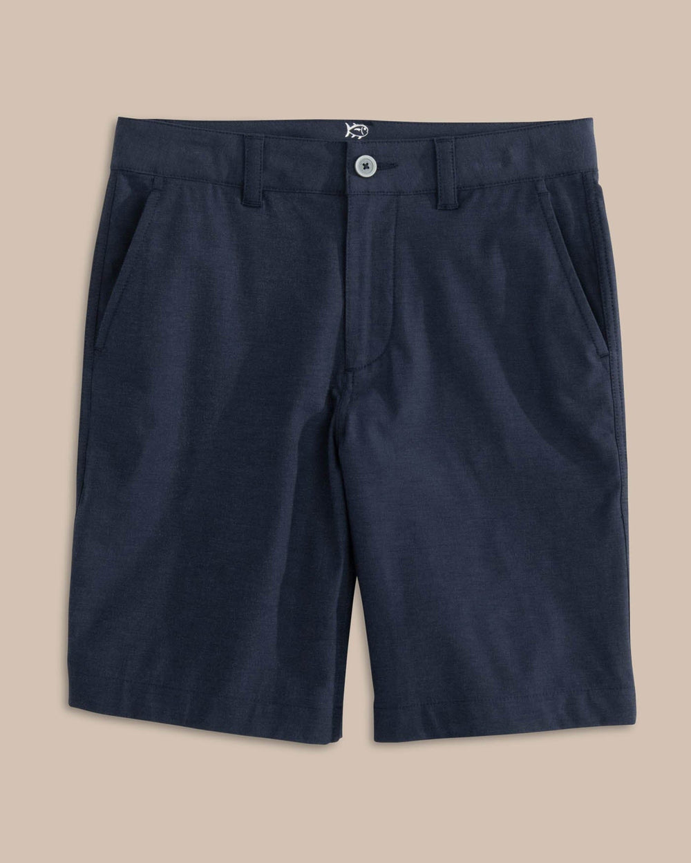 The front view of the Kid's Navy T3 Gulf Short by Southern Tide - True Navy