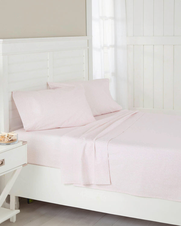 The front view of the Southern Tide Southern Tide Calico Scallop Pink Sheet Set by Southern Tide - Pink