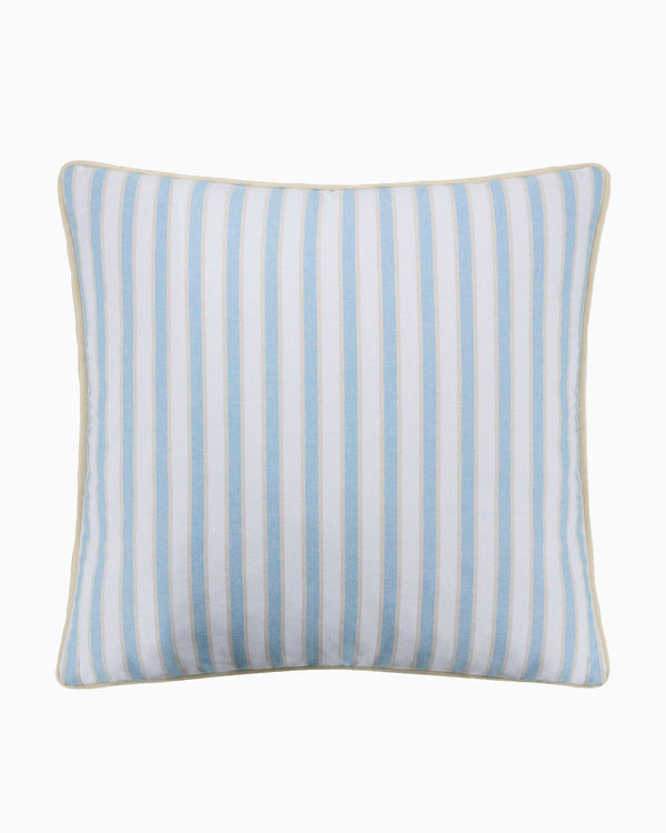 The front view of the Southern Tide Chambray Stripe Square Blue Decorative Pillow by Southern Tide - Blue