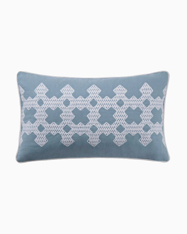 The front view of the Southern Tide Florence Small Decorative Pillow by Southern Tide - Blue