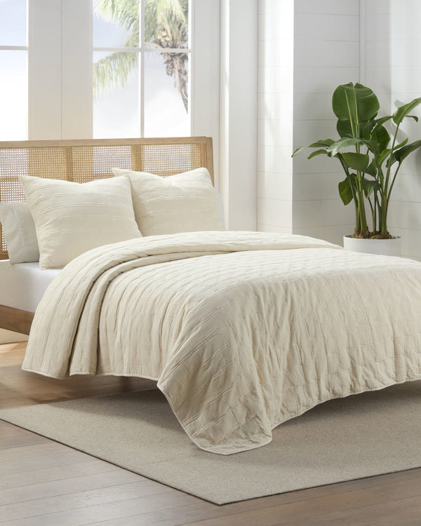 The front view of the Southern Tide Marco Island Quilt by Southern Tide - Ivory