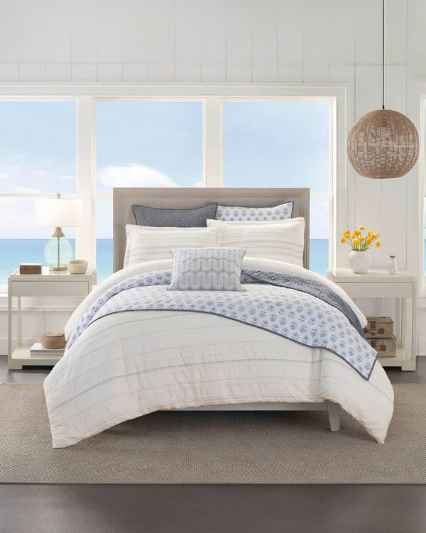 The front view of the Southern Tide Southern Tide Oceanside Comforter Set by Southern Tide - Gray