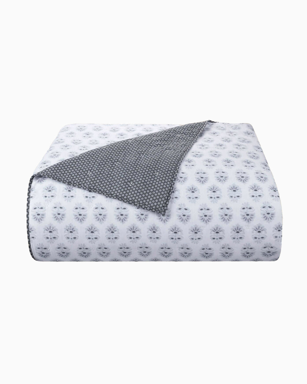 The front view of the Southern Tide Southern Tide Oceanside Gray Quilt by Southern Tide - Gray
