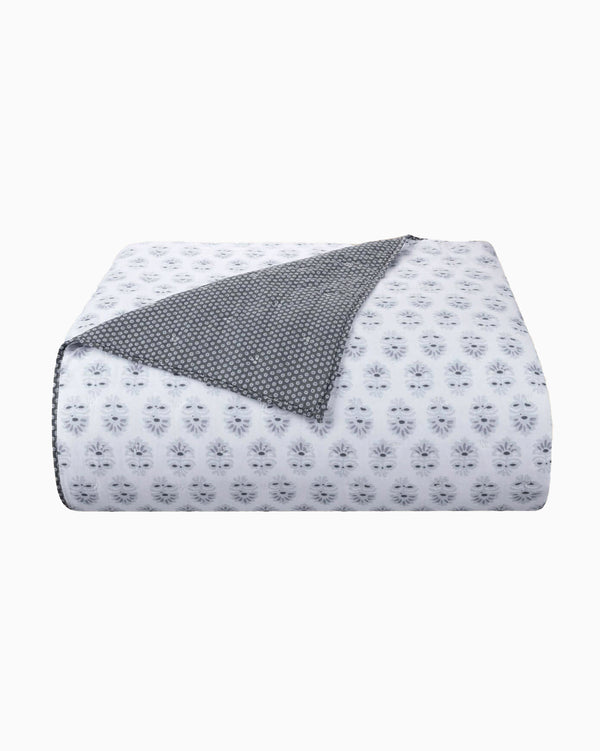 The front view of the Southern Tide Southern Tide Oceanside Gray Quilt by Southern Tide - Gray