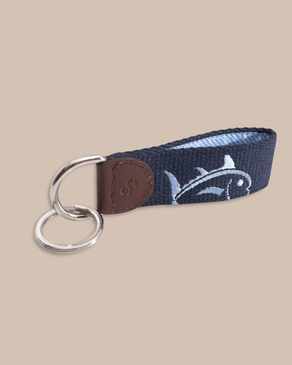 The detail of the Southern Tide Skipjack Embroidered Key Fob by Southern Tide - True Navy
