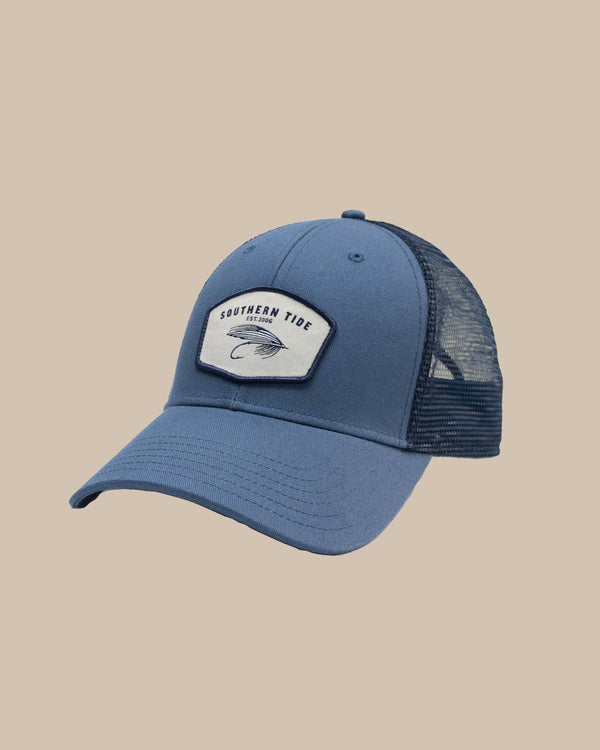 The front view of the Southern Tide ST Fly Trucker Hat by Southern Tide - Blue Ashes