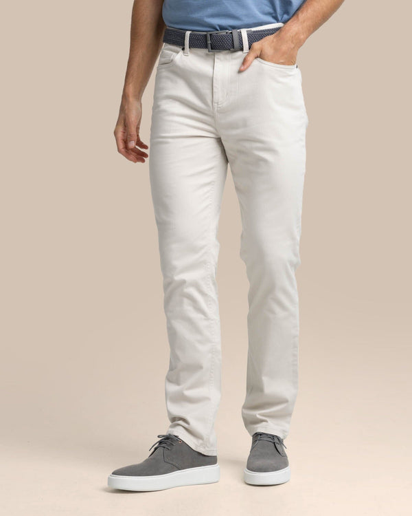 The front view of the Southern Tide Sullivan Five Pocket Pant Stone by Southern Tide - Stone