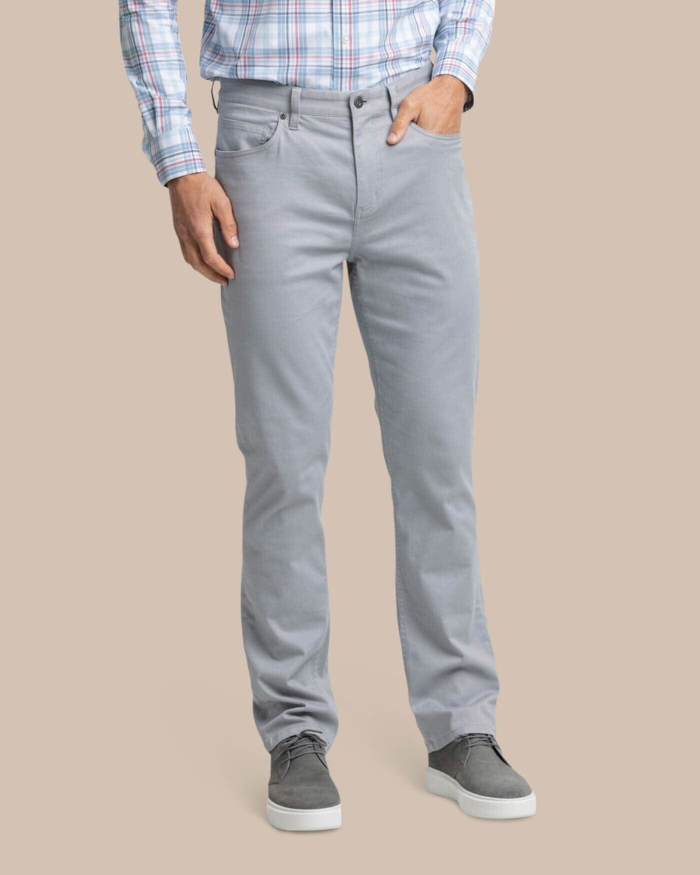 The front view of the Southern Tide Sullivan Five Pocket Pant by Southern Tide - Ultimate Grey