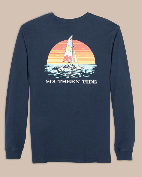 The back view of the Sunset Silhouette Long Sleeve T-Shirt by Southern Tide - Navy