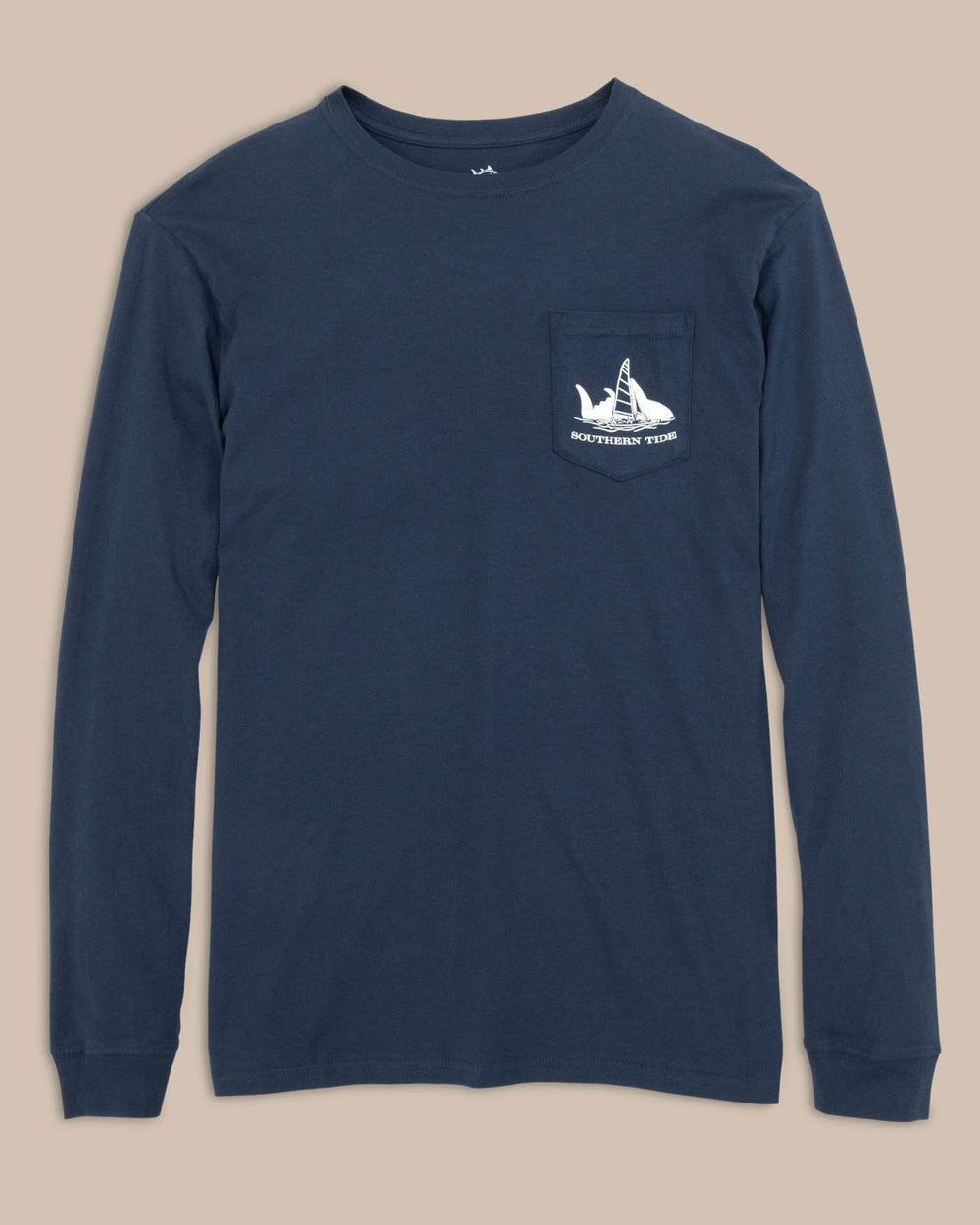 The front view of the Sunset Silhouette Long Sleeve T-Shirt by Southern Tide - Navy
