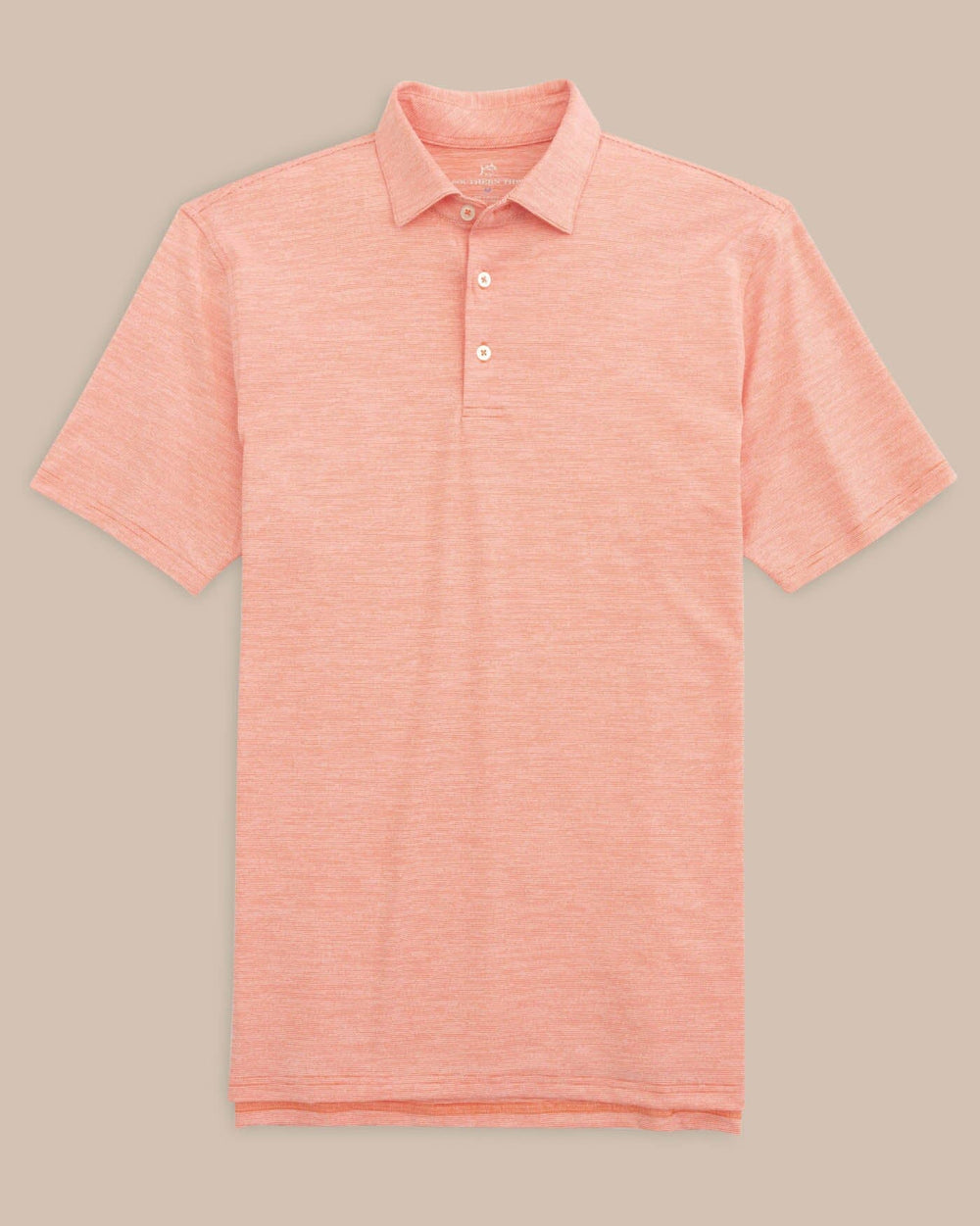 The front view of the Team Colors Driver Spacedye Polo Shirt by Southern Tide - Endzone Orange