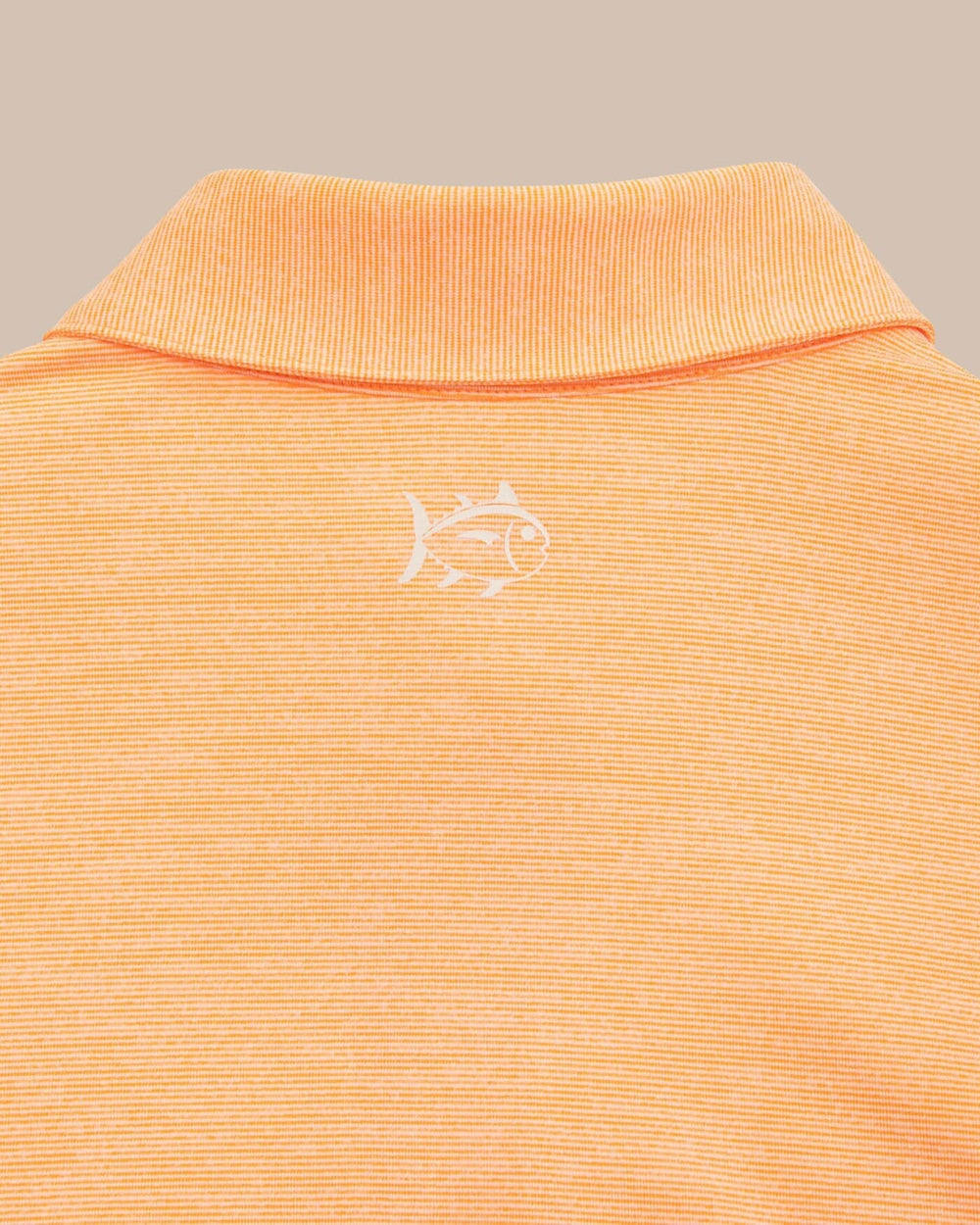 The yoke view of the Team Colors Driver Spacedye Polo Shirt by Southern Tide - Rocky Top Orange