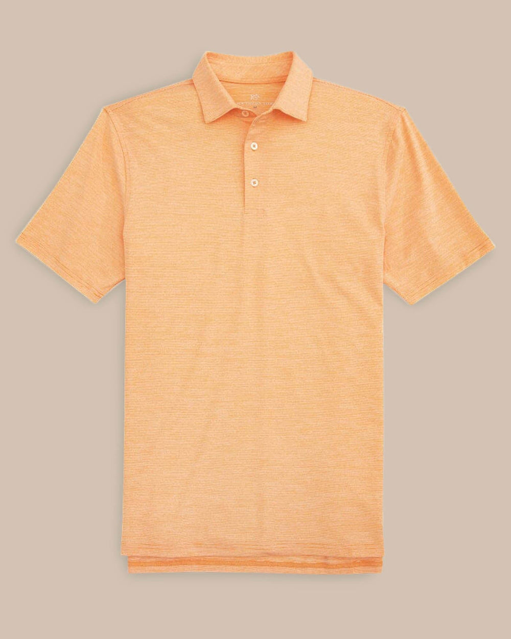 The front view of the Team Colors Driver Spacedye Polo Shirt by Southern Tide - Rocky Top Orange