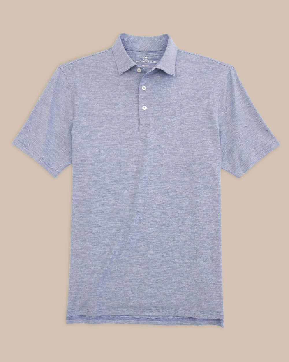 The front view of the Team Colors Driver Spacedye Polo Shirt by Southern Tide - University Blue