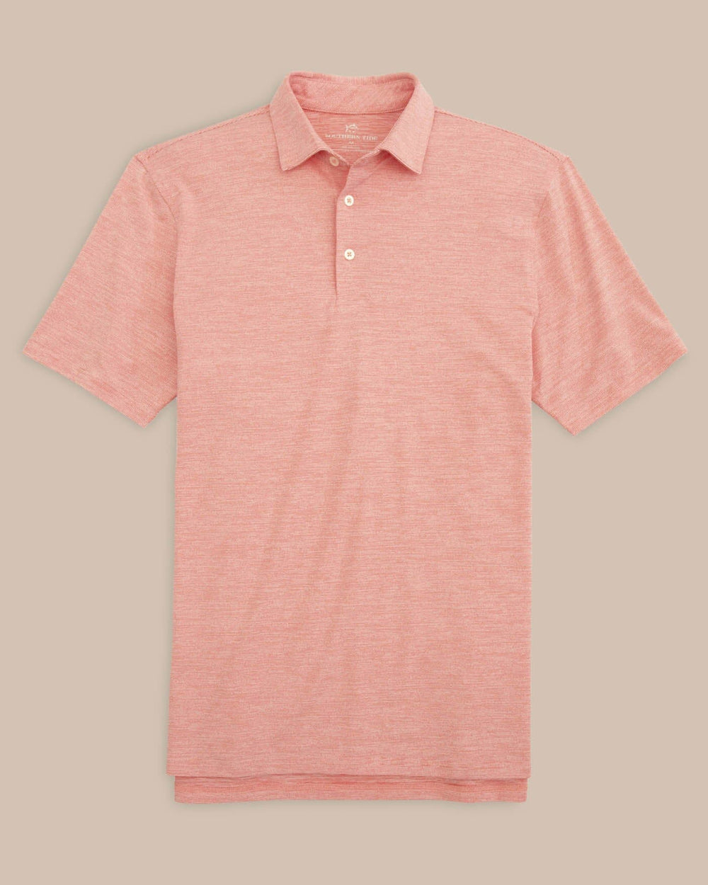 The front view of the Team Colors Driver Spacedye Polo Shirt by Southern Tide - Varsity Red