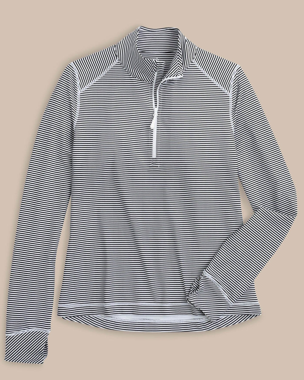 The front view of the Southern Tide Team Colors Runaround Quarter Zip Pull Over by Southern Tide - Black