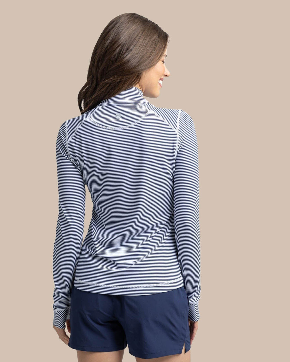 The back view of the Southern Tide Team Colors Runaround Quarter Zip Pull Over by Southern Tide - Nautical Navy