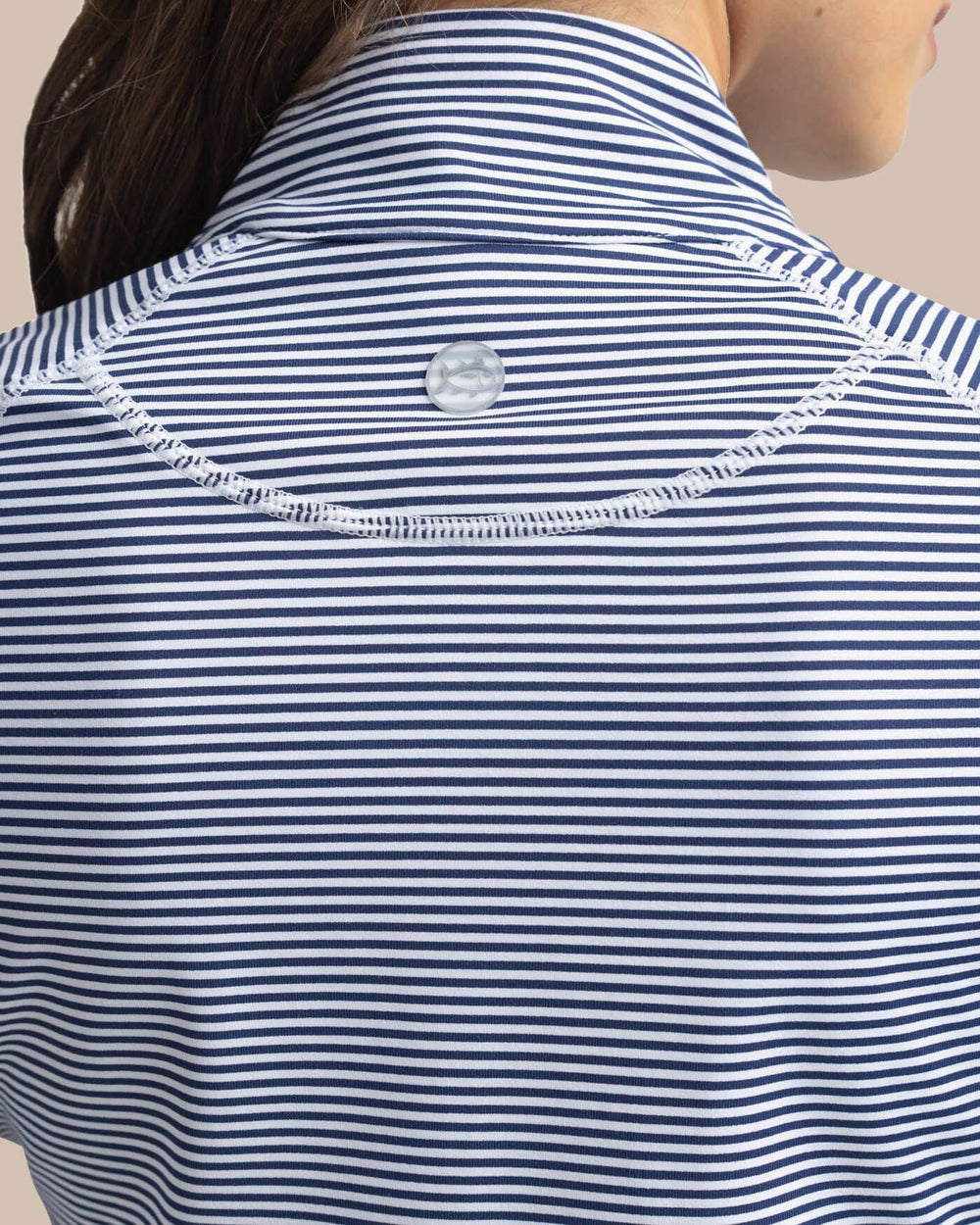 The yoke view of the Southern Tide Team Colors Runaround Quarter Zip Pull Over by Southern Tide - Nautical Navy