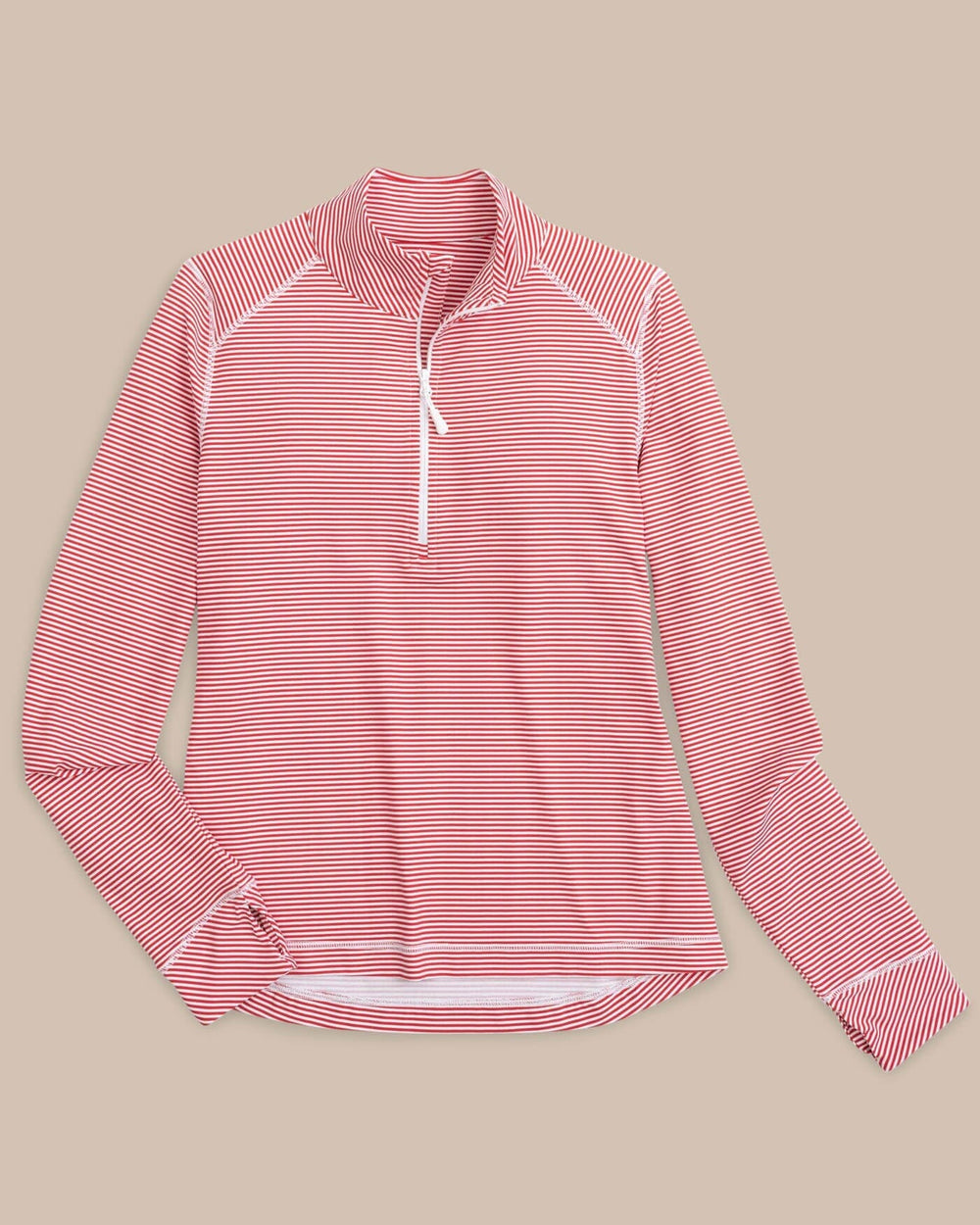 The front view of the Southern Tide Team Colors Runaround Quarter Zip Pull Over by Southern Tide - Varsity Red