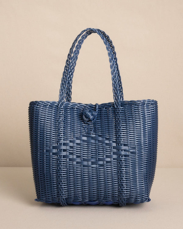 The front view of the Southern Tide The Lilley Line Extra Small Solid Tote by Southern Tide - Fog Blue