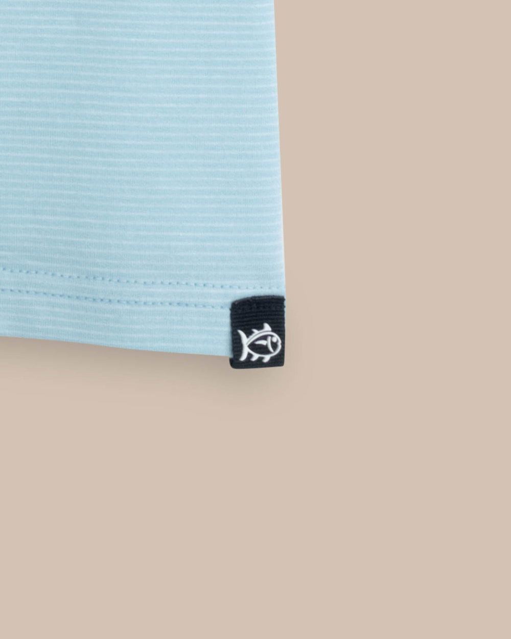 The detail view of the Southern Tide The Seaport Davenport Stripe Tee by Southern Tide - Clearwater Blue