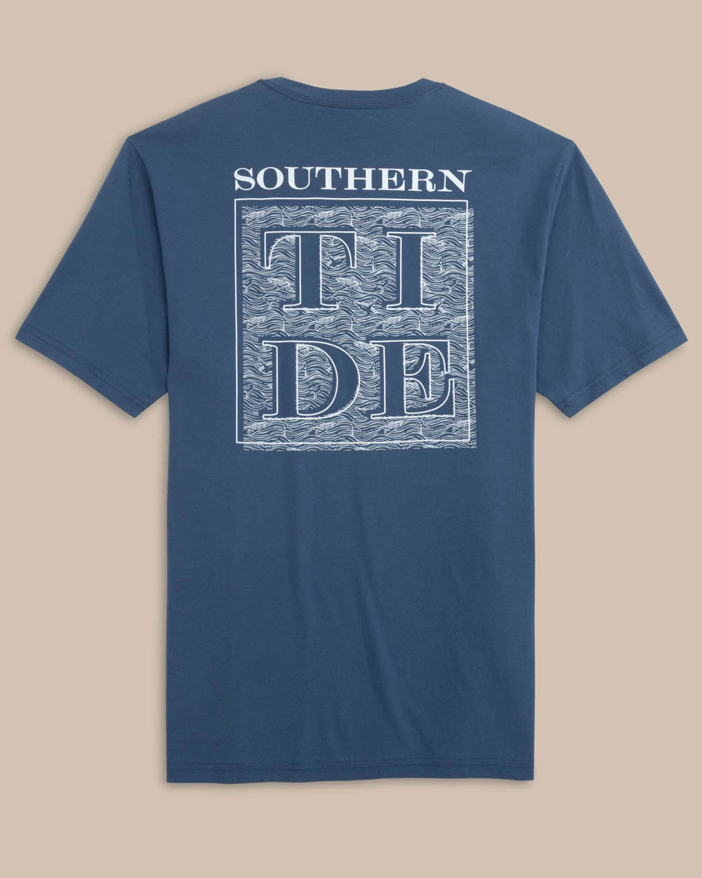 The back view of the Southern Tide The Whaler Short Sleeve T-shirt by Southern Tide - Aged Denim