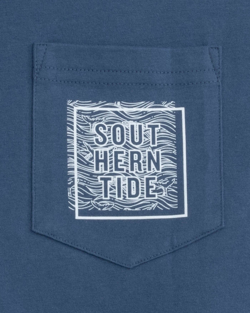 The detail view of the Southern Tide The Whaler Short Sleeve T-shirt by Southern Tide - Aged Denim