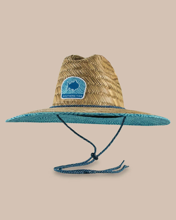 The front view of the Southern Tide Vibin' Palm Straw Hat by Southern Tide - Atlantic Blue
