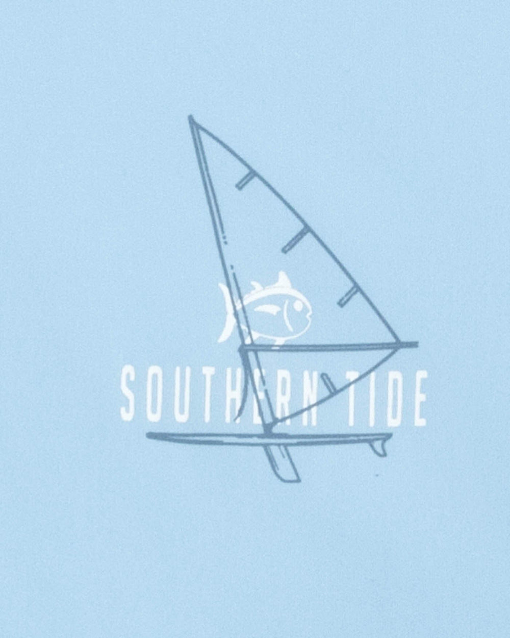 The detail view of the Southern Tide Windsurfer Long Sleeve Performance T-shirt by Southern Tide - Clearwater Blue