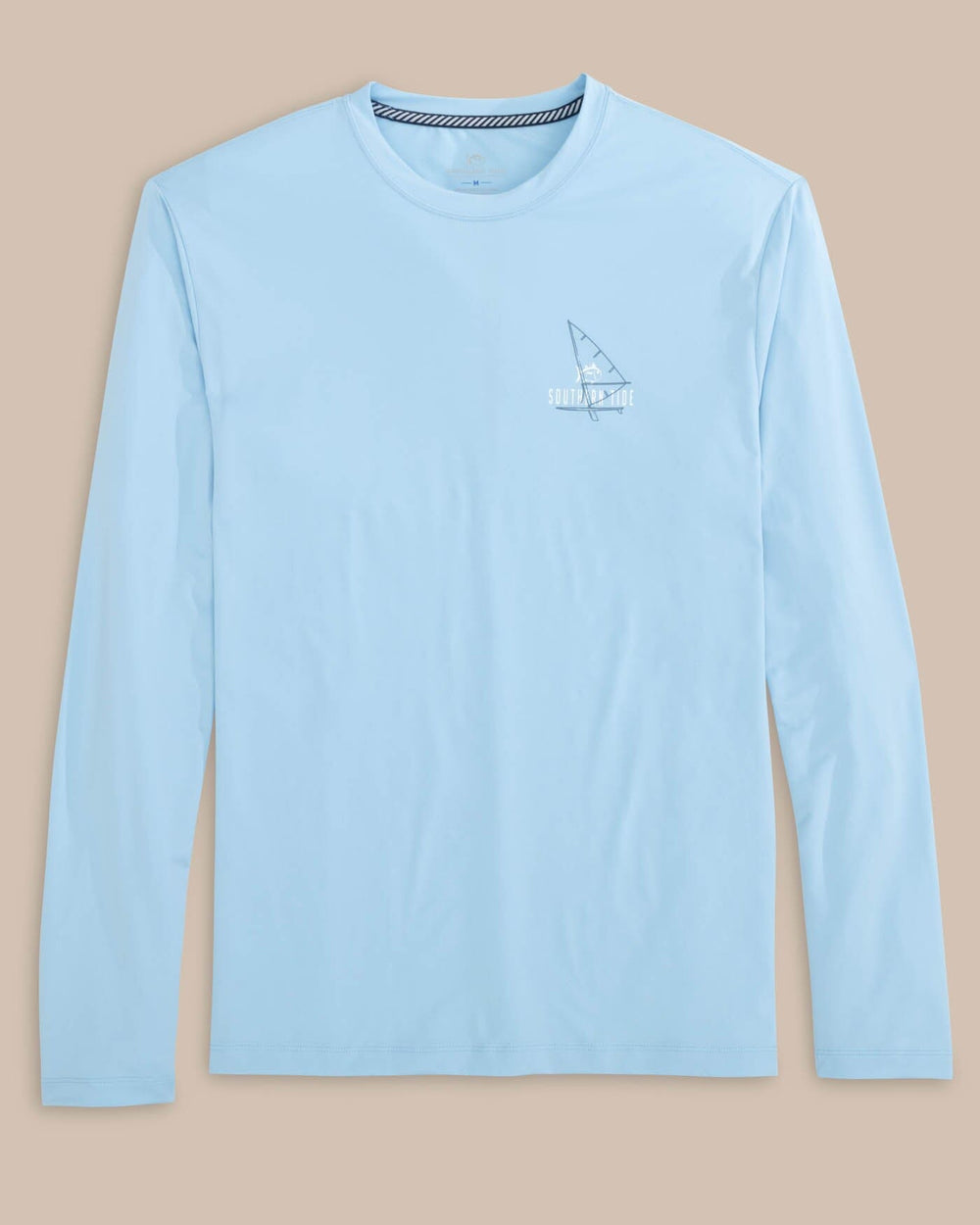 The front view of the Southern Tide Windsurfer Long Sleeve Performance T-shirt by Southern Tide - Clearwater Blue