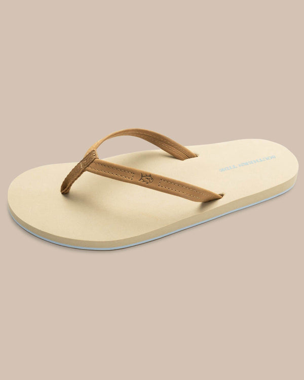 The top view of the Women's Weekend Seashore Leather Flipjacks by Southern Tide - Seashore