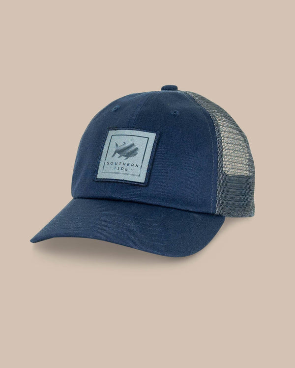 The front view of the Southern Tide Youth Gradient Skipjack Trucker Hat by Southern Tide - Navy