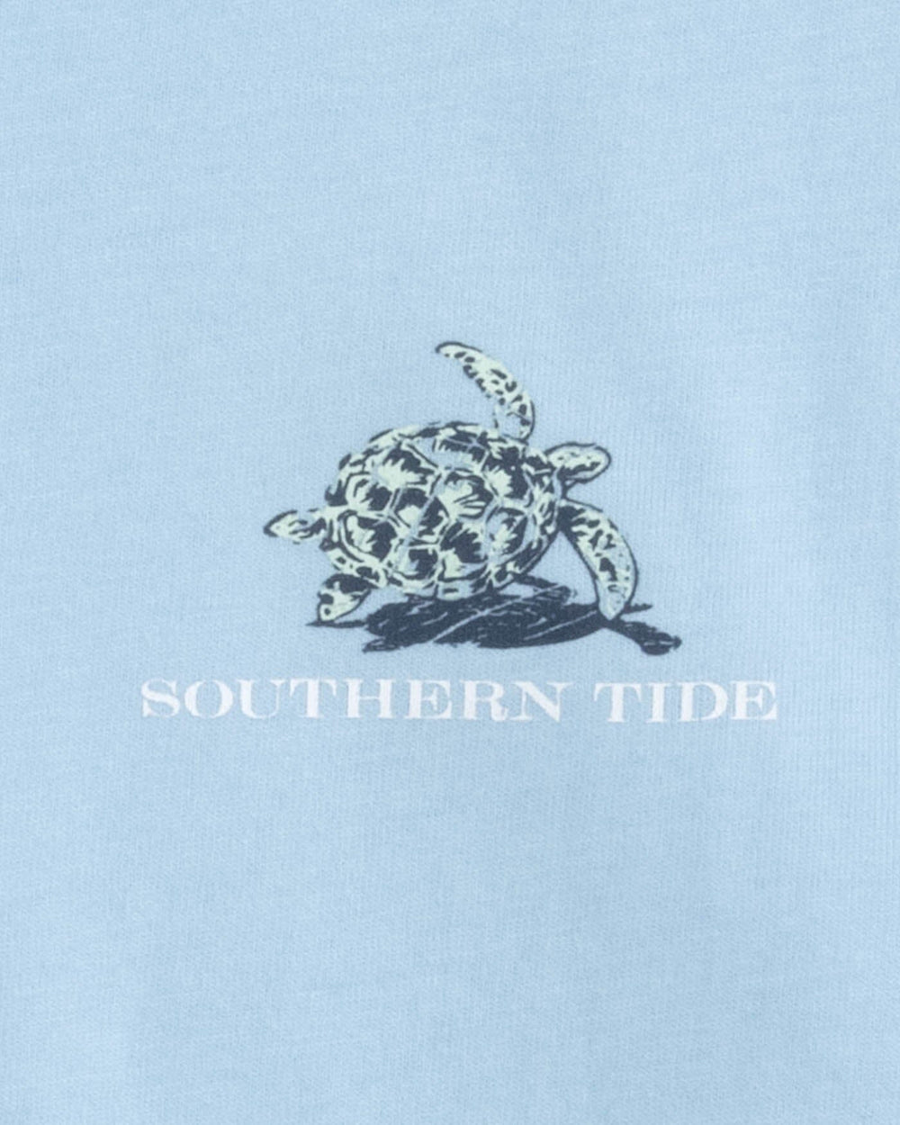 The detail view of the Southern Tide Youth Yachts of Turtles Short Sleeve T-shirt by Southern Tide - Clearwater Blue
