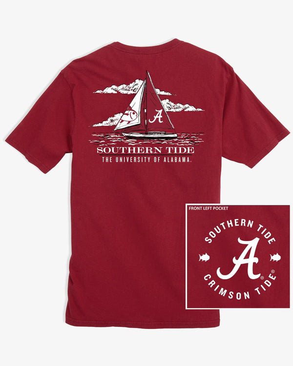 The front view of the Alabama Crimson Tide Skipjack Sailing T-Shirt by Southern Tide - Crimson