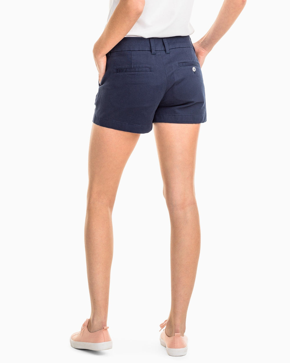 The back view of the Women's Navy 3 Inch Leah Short by Southern Tide - Nautical Navy