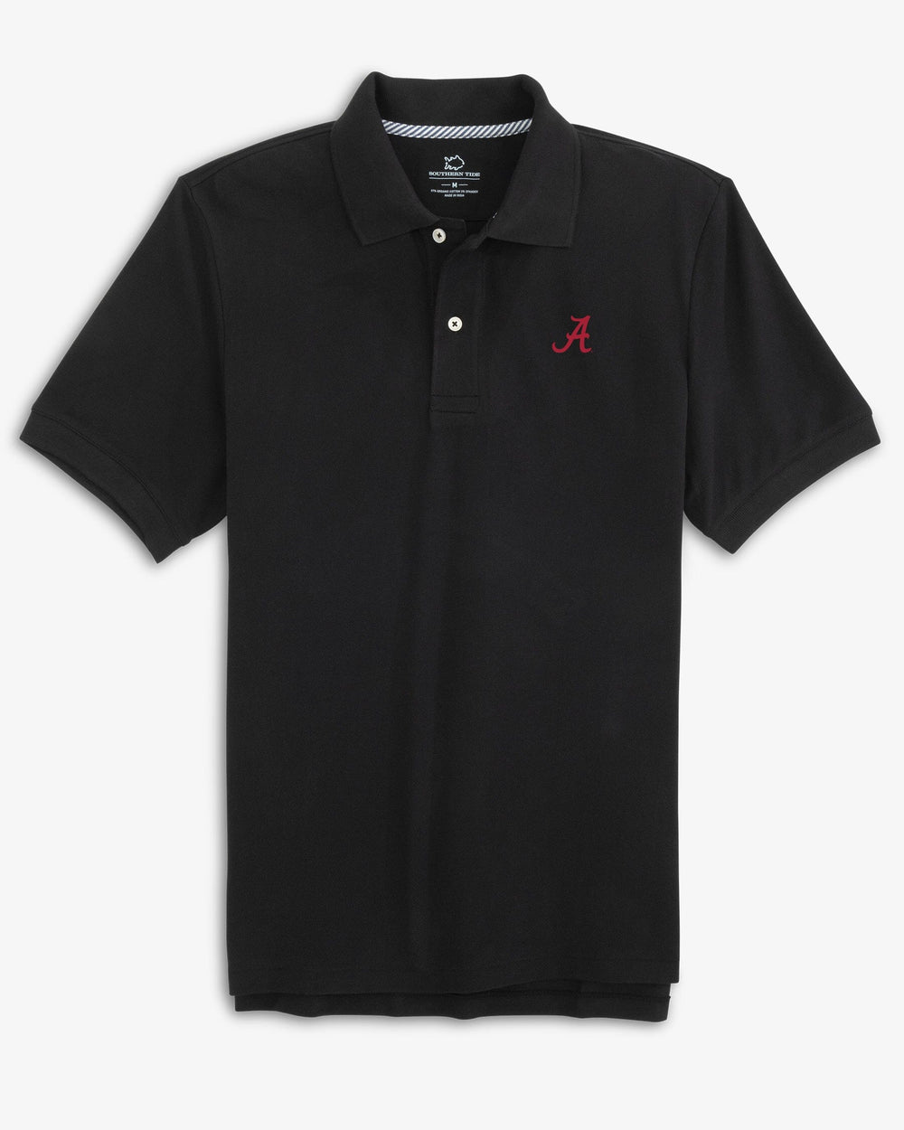 The front of the Alabama Crimson Tide Skipjack Polo Shirt by Southern Tide - Black