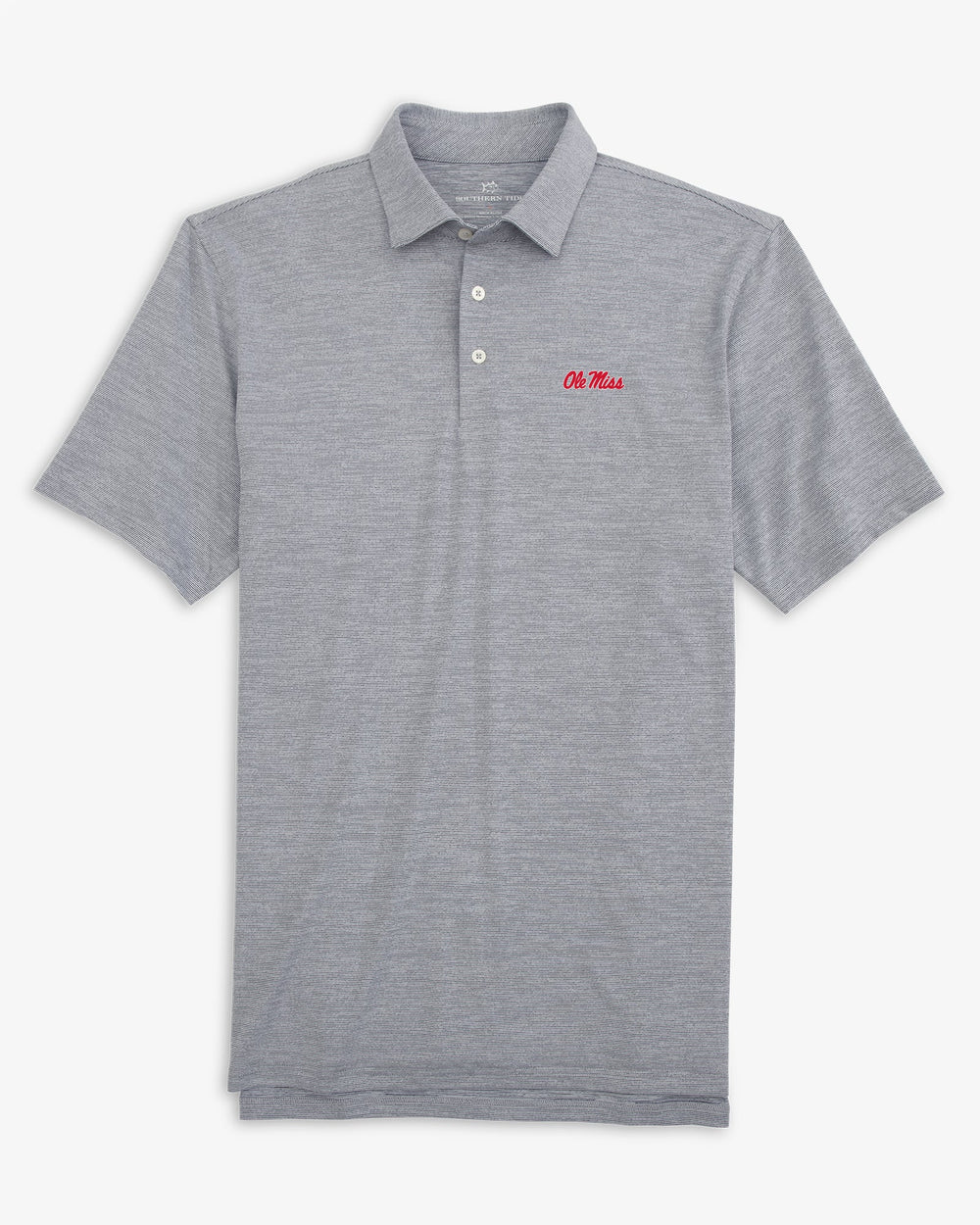 The front of the Ole Miss Driver Spacedye Polo Shirt by Southern Tide - Navy