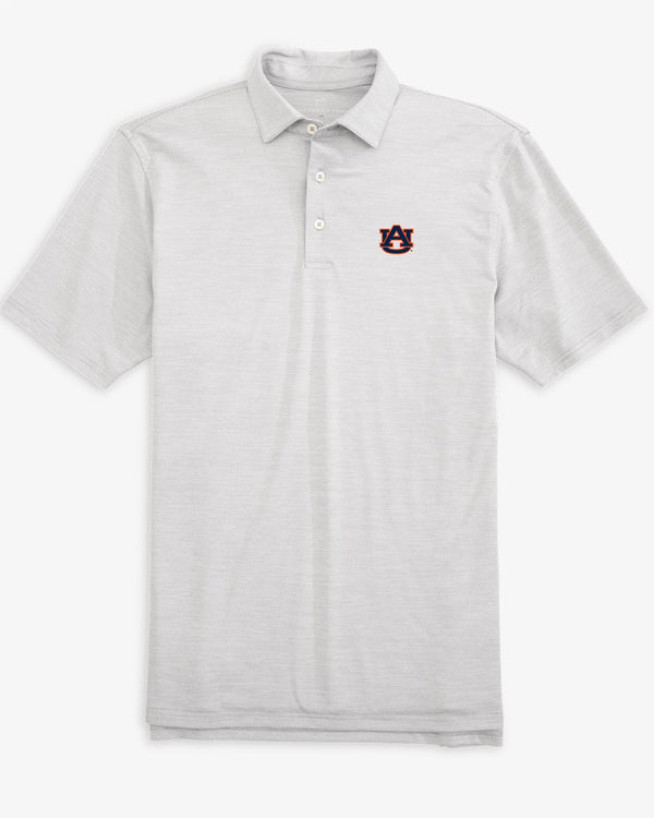 The front view of the Auburn Tigers Driver Spacedye Polo Shirt by Southern Tide - Slate Grey