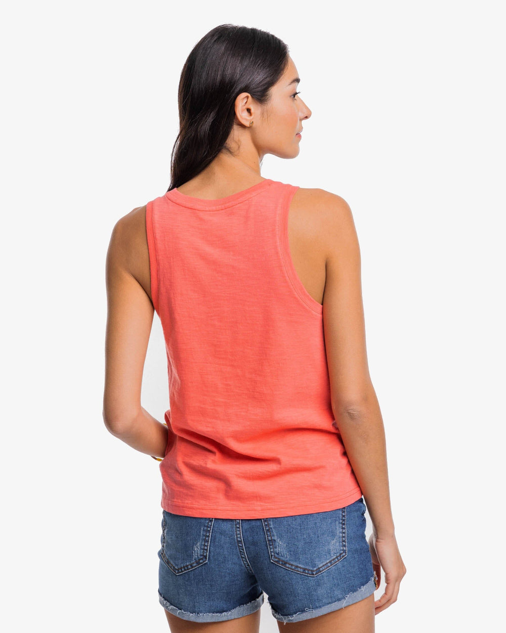 The back view of the Southern Tide Avah Sun Farer Tank by Southern Tide - Sunkist Coral
