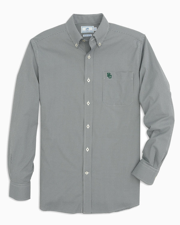 The front view of the Men's Black Baylor Gingham Button Down Shirt by Southern Tide - Black