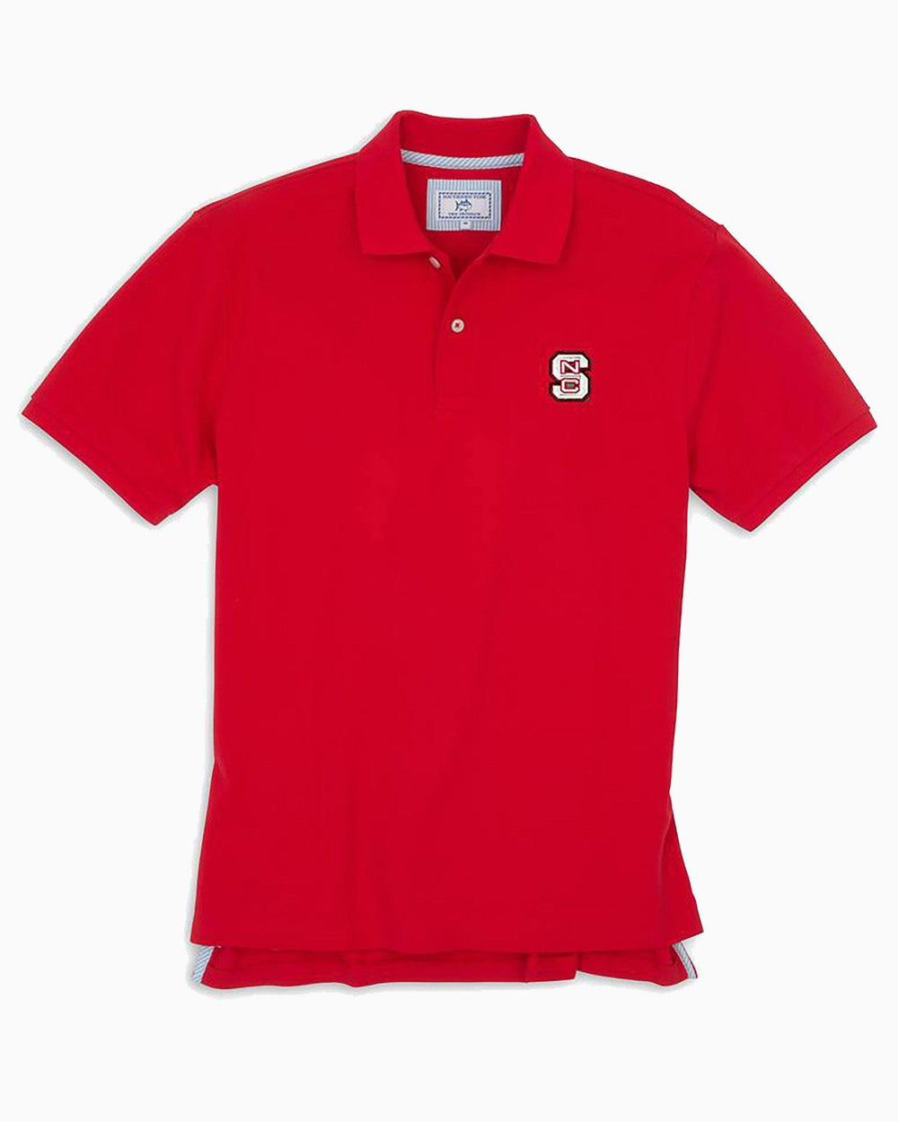 The front view of the Men's Red NC State Wolfpack Pique Polo Shirt by Southern Tide - Varsity Red