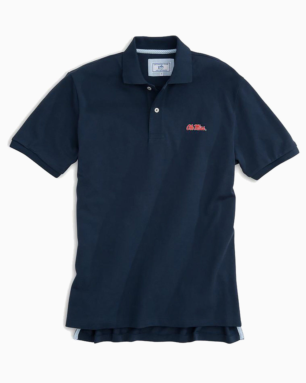 The front view of the Men's Navy Ole Miss Pique Polo Shirt by Southern Tide - Navy