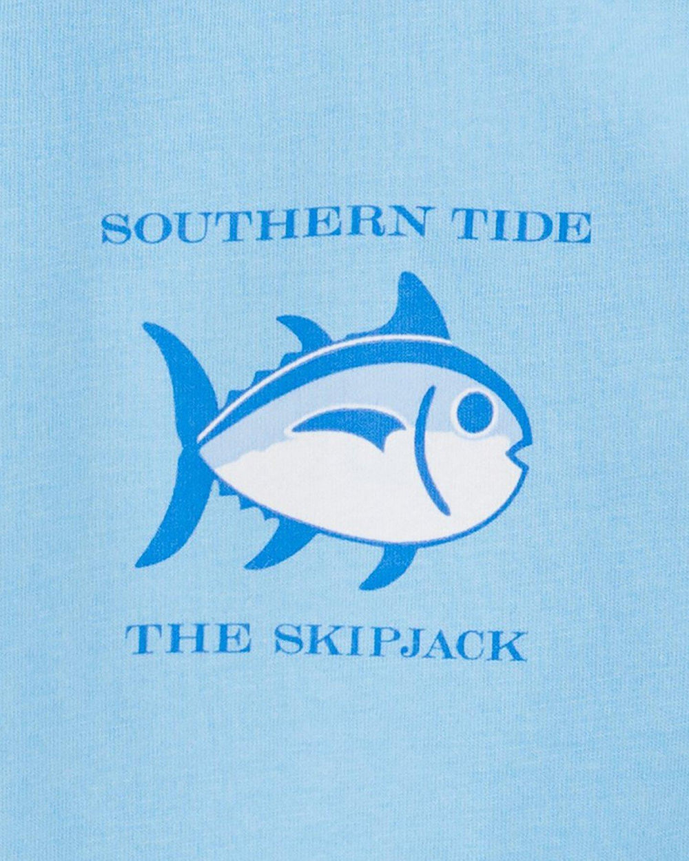The detail of the Kid's Blue Original Skipjack T-Shirt by Southern Tide - Ocean Channel